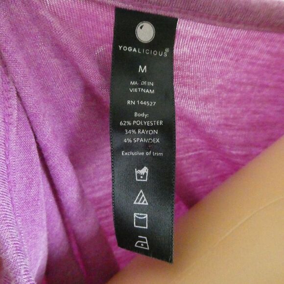 Yogalicious Purple Pink Round Hem Cold Shoulder Crisscross Strap T Shirt Tee Med - Picture 7 of 8